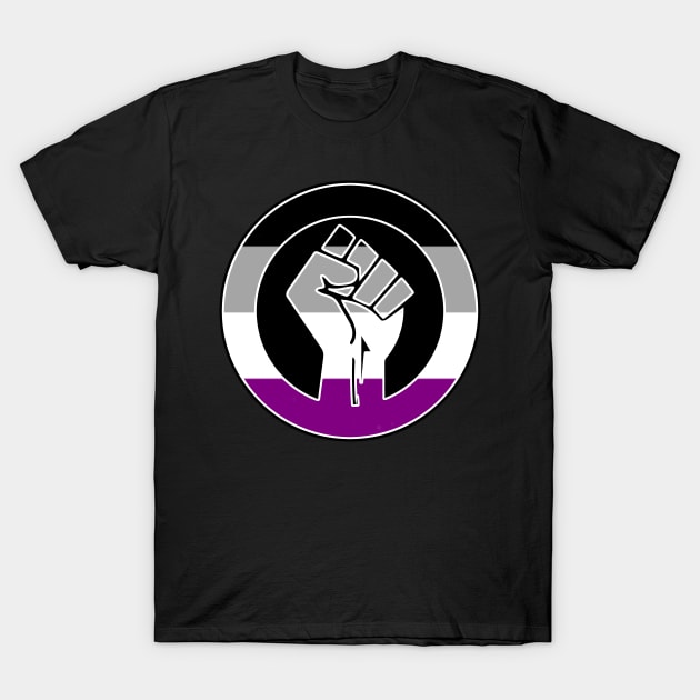 Black Lives Matter Fist Circled LGBTQ Flag Asexual T-Shirt by aaallsmiles